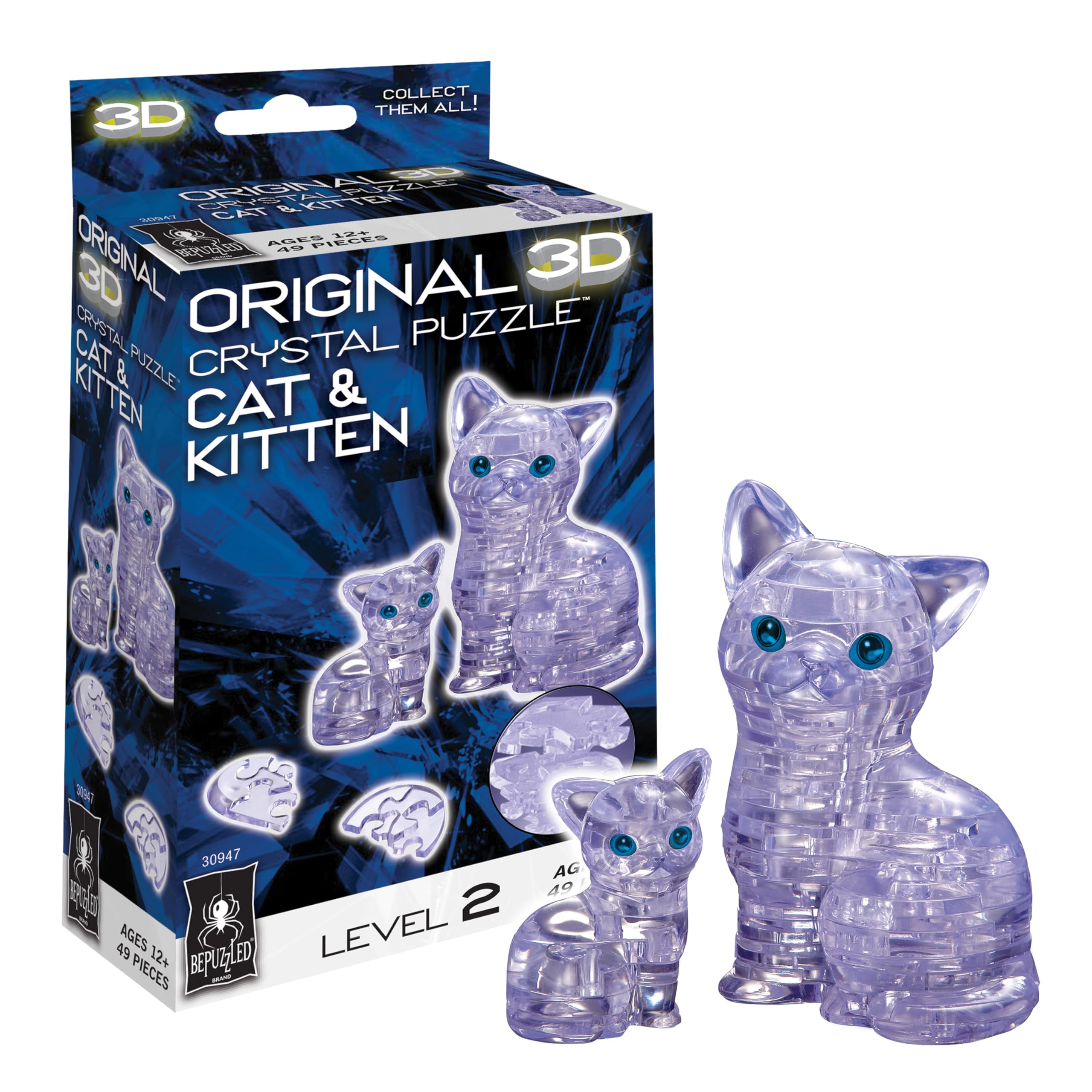 クリスタル出品　③ Amazon.com: Bepuzzled Original 3D Crystal Puzzle - Cat & Kitten
